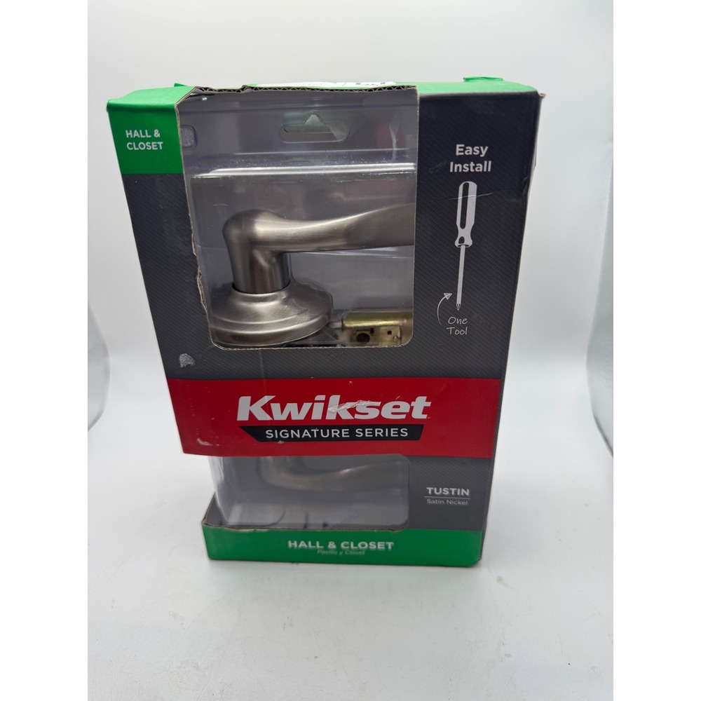 Kwikset Tustin Hall and Closet Door Lever Lock Satin Nickel 97200-777